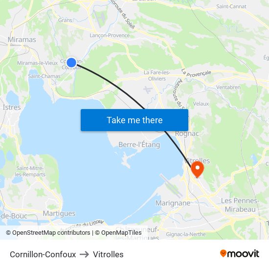 Cornillon-Confoux to Vitrolles map