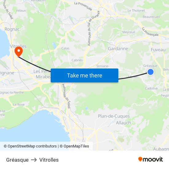 Gréasque to Vitrolles map