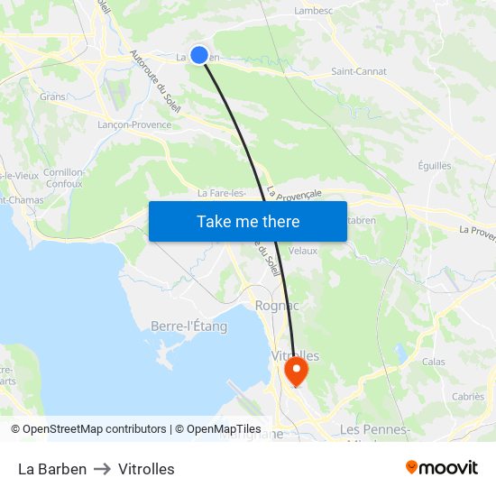 La Barben to Vitrolles map