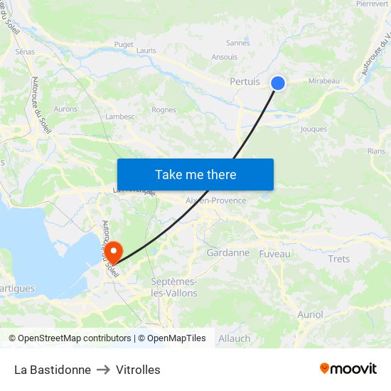 La Bastidonne to Vitrolles map