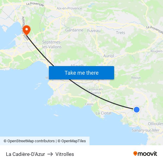 La Cadière-D'Azur to Vitrolles map