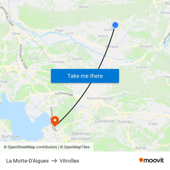 La Motte-D'Aigues to Vitrolles map