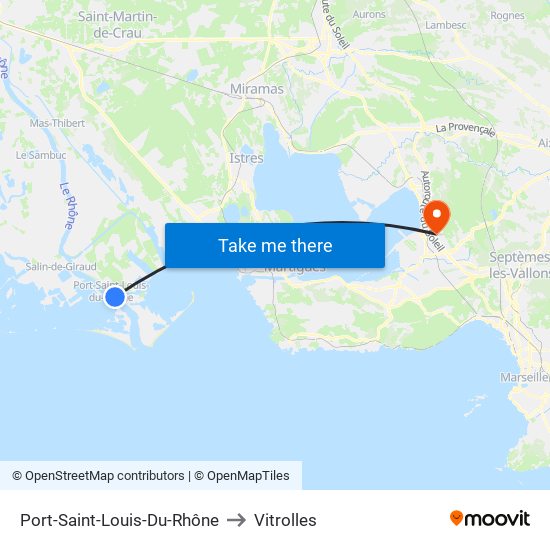 Port-Saint-Louis-Du-Rhône to Vitrolles map
