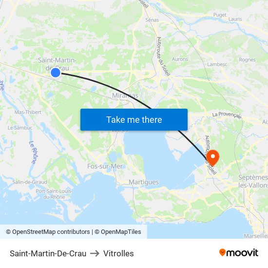 Saint-Martin-De-Crau to Vitrolles map