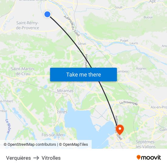 Verquières to Vitrolles map