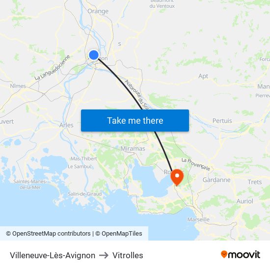 Villeneuve-Lès-Avignon to Vitrolles map