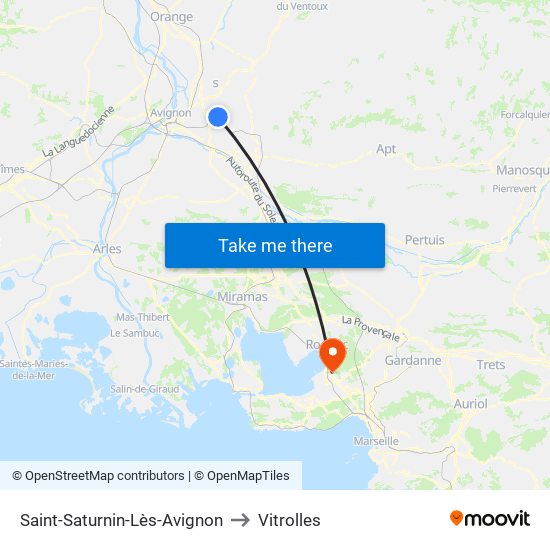 Saint-Saturnin-Lès-Avignon to Vitrolles map