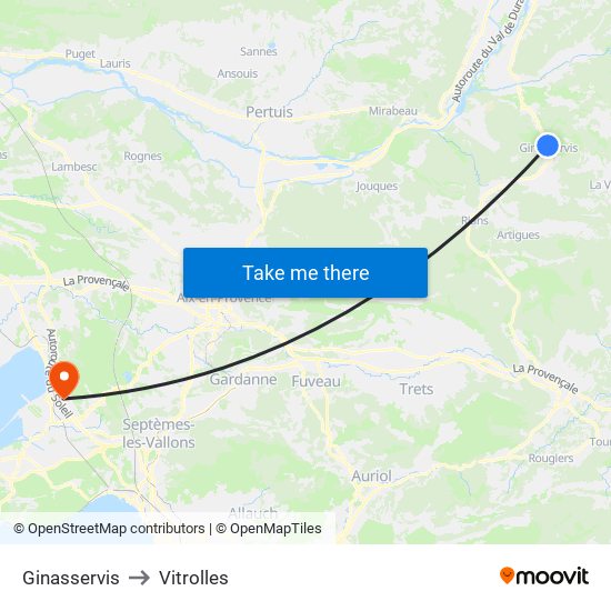 Ginasservis to Vitrolles map