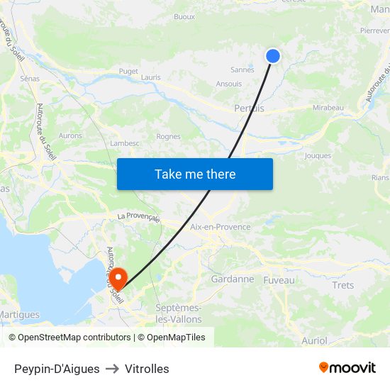 Peypin-D'Aigues to Vitrolles map