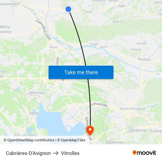 Cabrières-D'Avignon to Vitrolles map