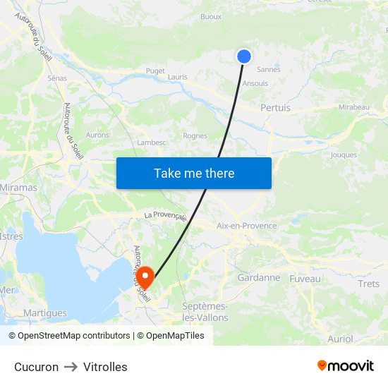 Cucuron to Vitrolles map