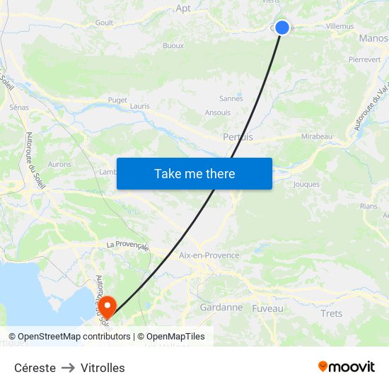 Céreste to Vitrolles map