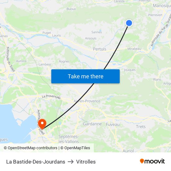 La Bastide-Des-Jourdans to Vitrolles map