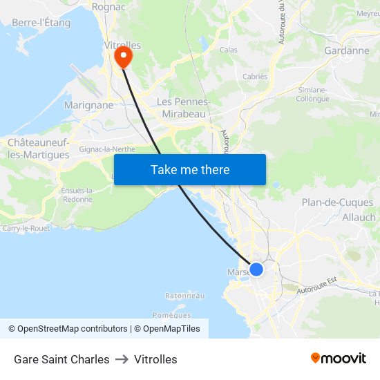 Gare Saint Charles to Vitrolles map