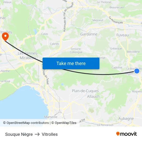 Souque Nègre to Vitrolles map
