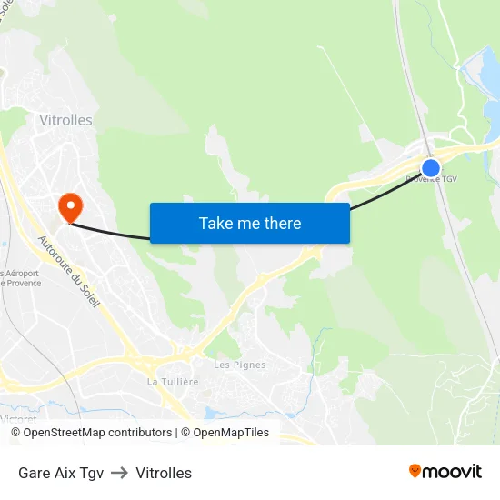 Gare Aix Tgv to Vitrolles map
