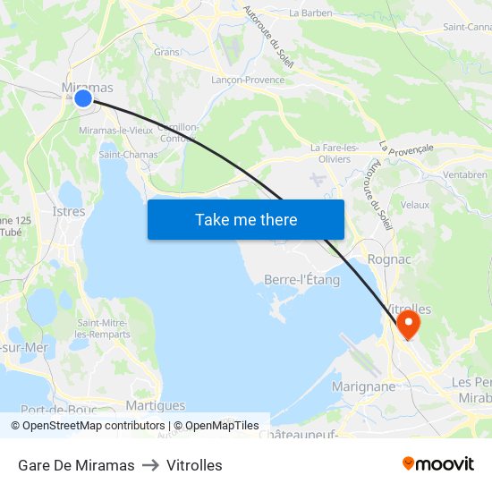 Gare De Miramas to Vitrolles map
