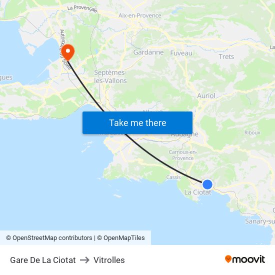 Gare De La Ciotat to Vitrolles map