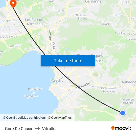 Gare De Cassis to Vitrolles map