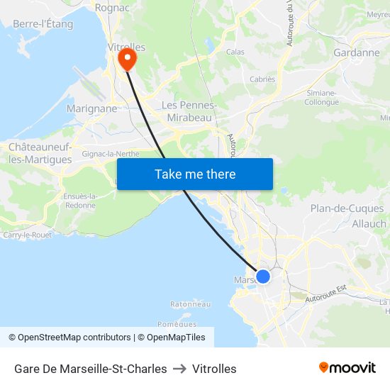 Gare De Marseille-St-Charles to Vitrolles map