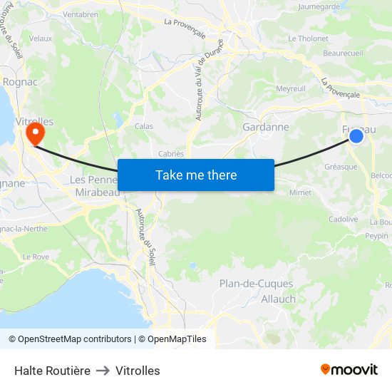 Halte Routière to Vitrolles map