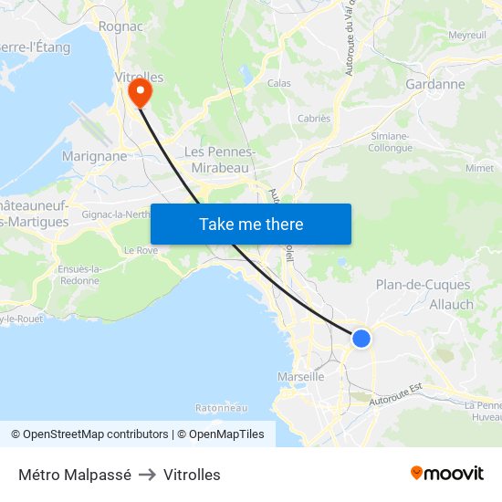 Métro Malpassé to Vitrolles map
