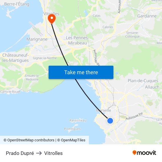 Prado Dupré to Vitrolles map