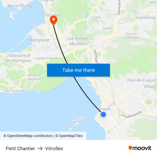 Petit Chantier to Vitrolles map