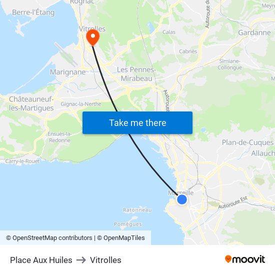 Place Aux Huiles to Vitrolles map