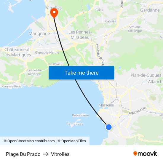 Plage Du Prado to Vitrolles map