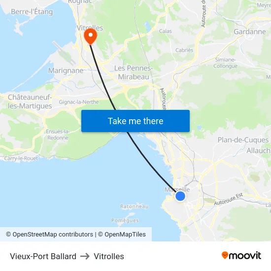 Vieux-Port Ballard to Vitrolles map
