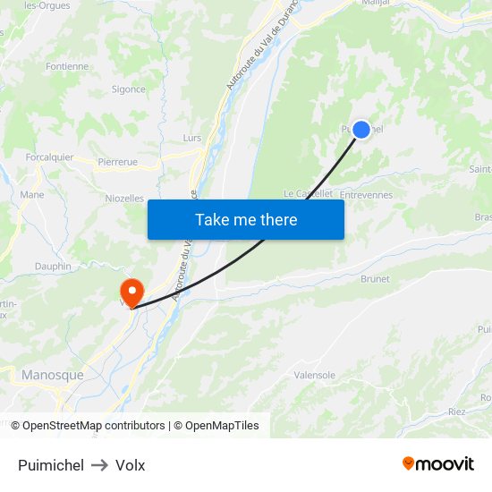 Puimichel to Volx map