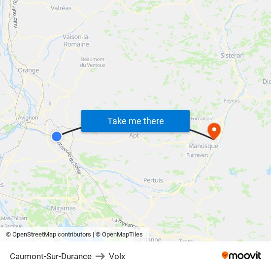 Caumont-Sur-Durance to Volx map