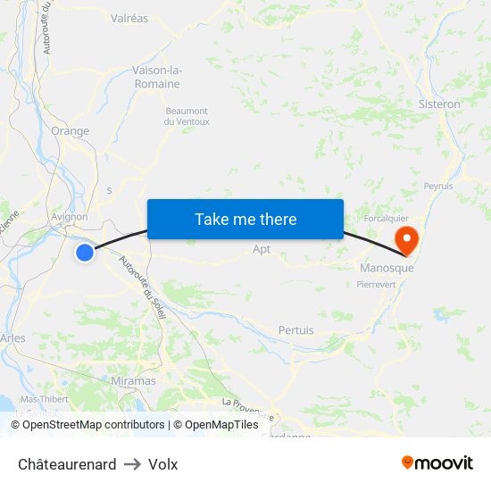 Châteaurenard to Volx map