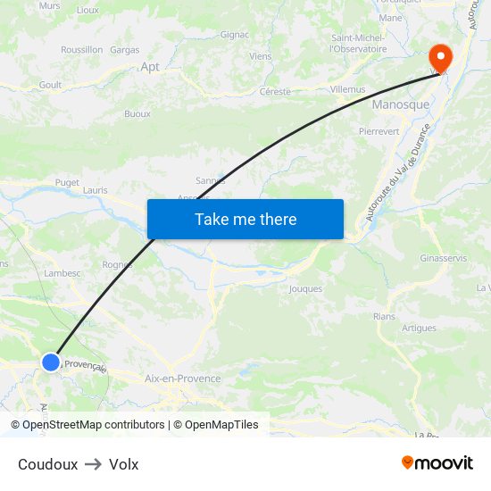 Coudoux to Volx map