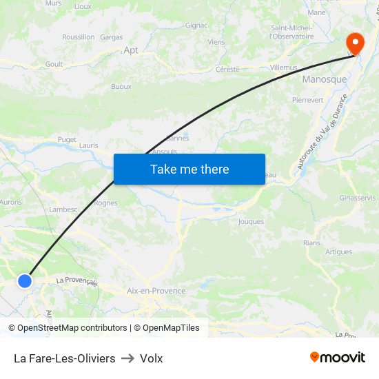 La Fare-Les-Oliviers to Volx map