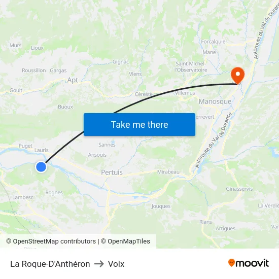 La Roque-D'Anthéron to Volx map