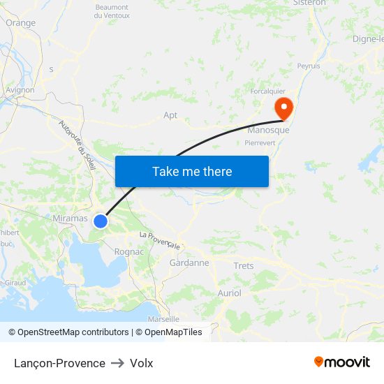 Lançon-Provence to Volx map