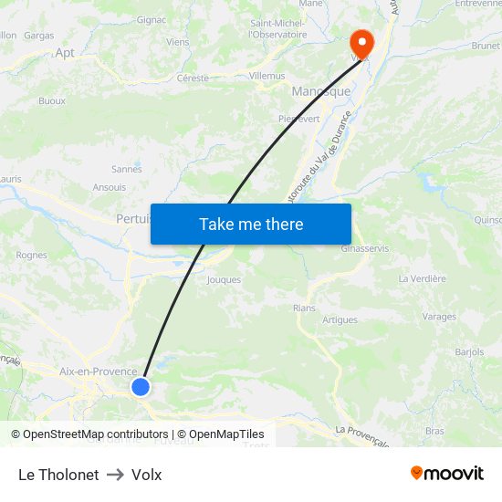 Le Tholonet to Volx map