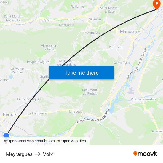 Meyrargues to Volx map