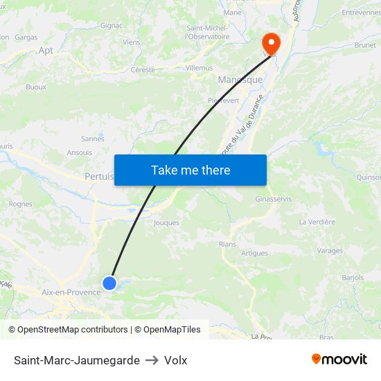 Saint-Marc-Jaumegarde to Volx map