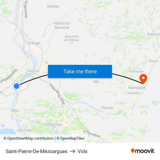 Saint-Pierre-De-Mézoargues to Volx map