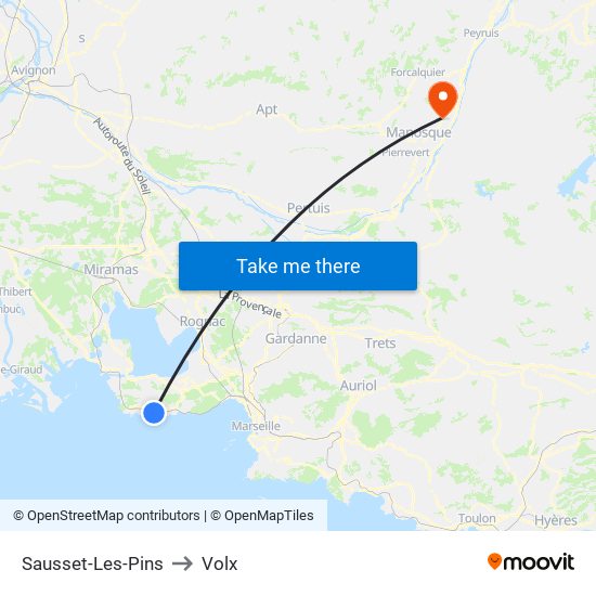 Sausset-Les-Pins to Volx map