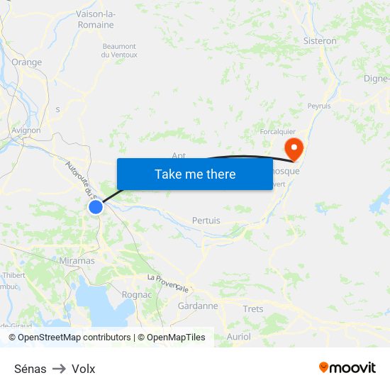 Sénas to Volx map