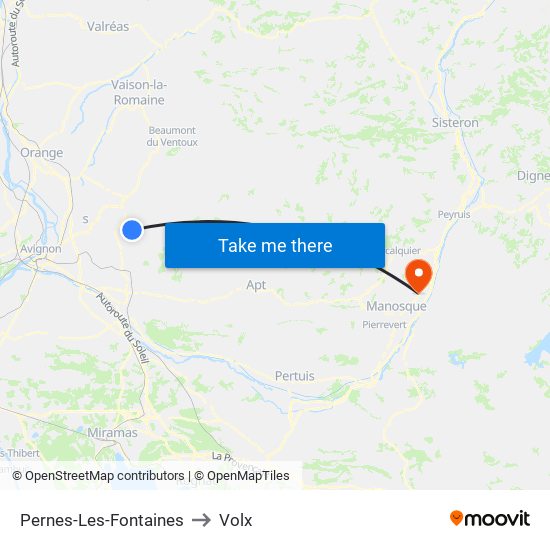 Pernes-Les-Fontaines to Volx map