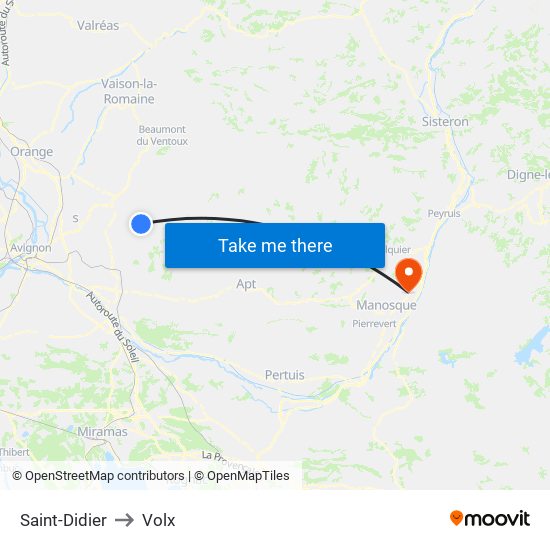 Saint-Didier to Volx map