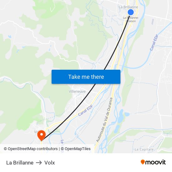 La Brillanne to Volx map
