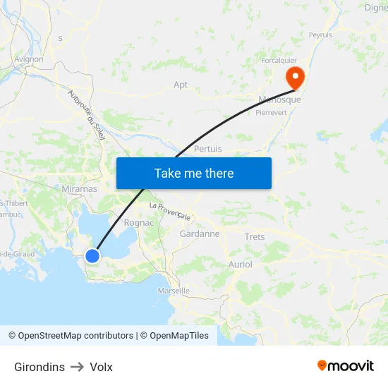 Girondins to Volx map