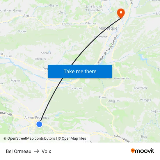 Bel Ormeau to Volx map