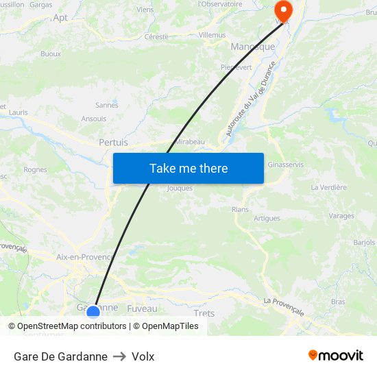 Gare De Gardanne to Volx map